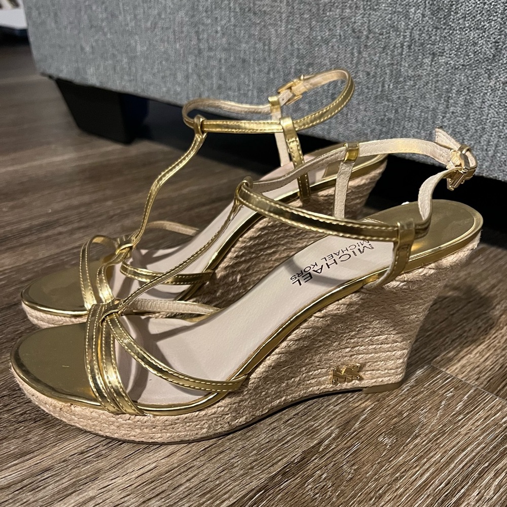 MICHAEL Michael Kors gold wedges- size 9